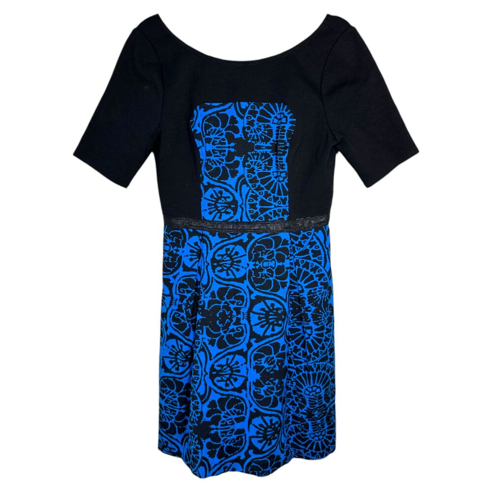 Plenty By Tracy Reese Anthropologie Medallion Foulard Frock Dress Blue 8 NEW